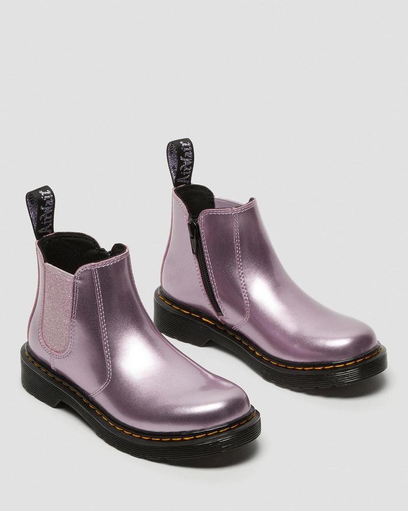 Dr Martens Junior 2976 Metallic Chelsea Støvler Børn Lyserød | DK 668XYU